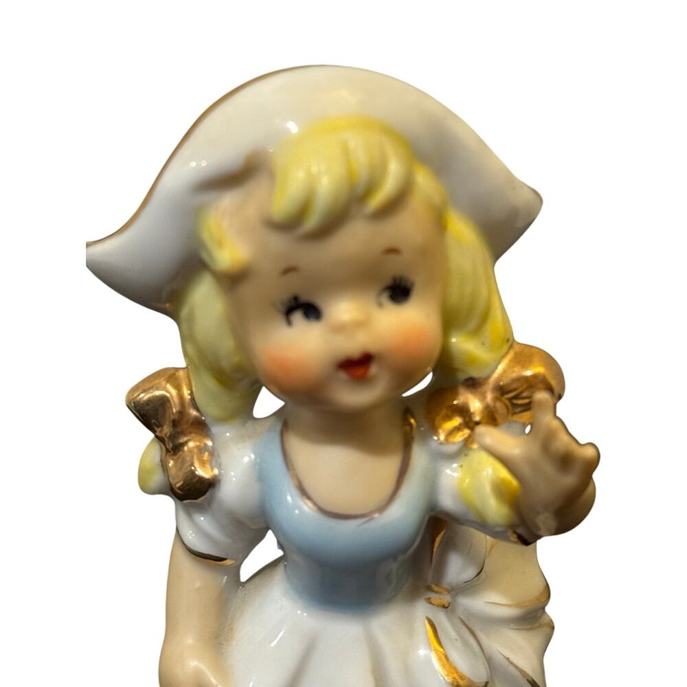 Vintage Enesco Dutch Girl Ceramic Figurine Blue Dress. Japan Kitsch home decor - Picture 6 of 8